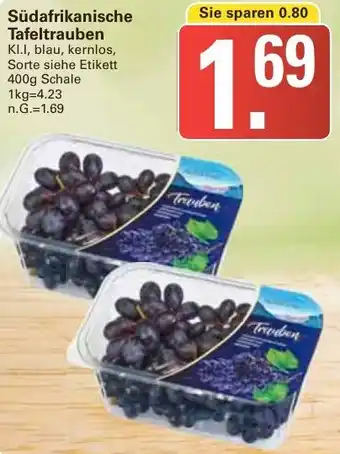 WEZ Südafrikanische Tafeltrauben 400 g Schale Angebot