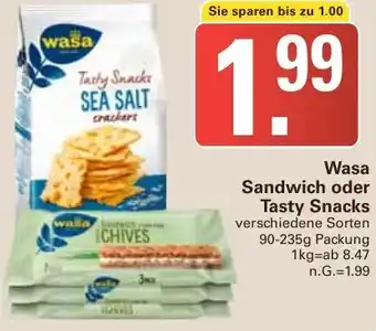 WEZ Wasa Sandwich oder Tasty Snacks 90-235 g Packung Angebot