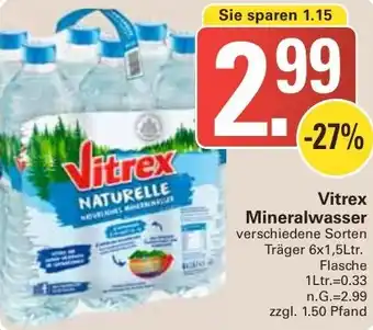 WEZ Vitrex Mineralwasser Träger 6x1,5Ltr. Flasche Angebot