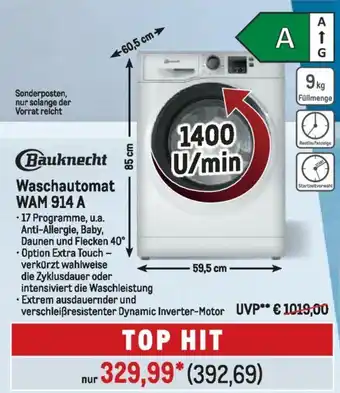 METRO Bauknecht Waschautomat WAM 914 A Angebot