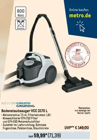 METRO GRUNDIG Bodenstaubsauger VCC 3170 L Angebot