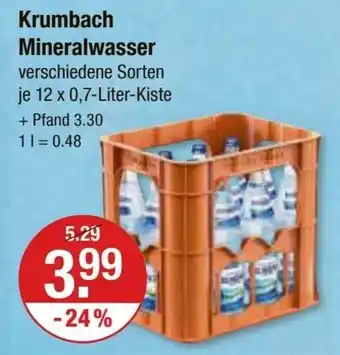 V Markt Krumbach Mineralwasser 12 x 0,7-Liter-Kiste Angebot