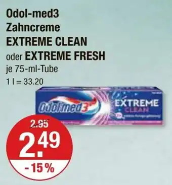 V Markt Odol-med3 Zahncreme EXTREME CLEAN oder EXTREME FRESH  75-ml-Tube Angebot