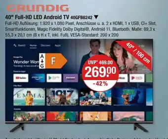 V Markt GRUNDIG 40" Full-HD LED Android TV 40GFB6242 Angebot
