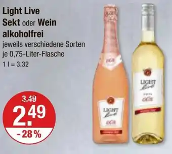 V Markt Light Live Sekt oder Wein alkoholfrei 0,75-Liter-Flasche Angebot