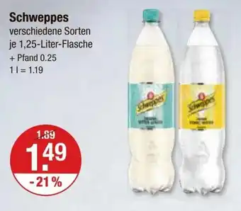 V Markt Schweppes 1,25-Liter-Flasche Angebot