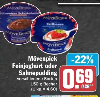 AEZ Mövenpick Feinjoghurt oder Sahnepudding 150 g Becher Angebot