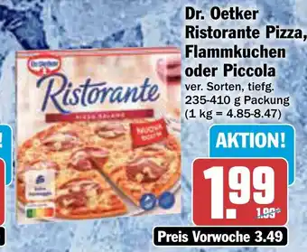 AEZ Dr. Oetker Ristorante Pizza, Flammkuchen oder Piccola 235-410 g Packung Angebot