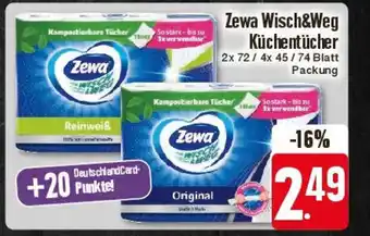 Edeka Zewa Wisch&Weg Küchentücher 2x 72/4x 45/74 Blatt Packung Angebot