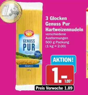 AEZ 3 Glocken Genuss Pur Hartweizennudeln 500 g Packung Angebot