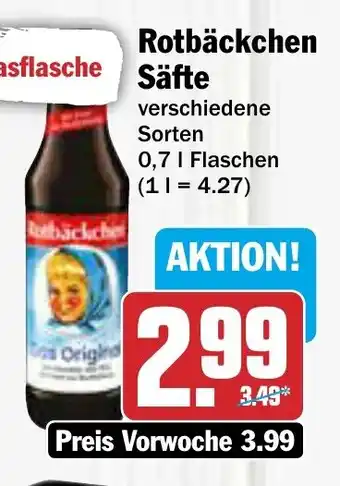 AEZ Rotbäckchen Säfte 0,7 l Flaschen Angebot