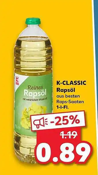 Kaufland K-Classic Rapsöl 1L Angebot