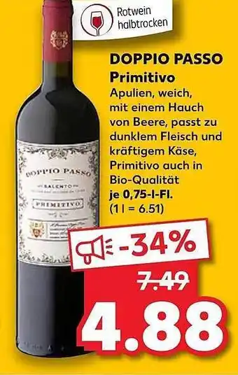 Kaufland Doppio Passo Primitivo 0,75L Angebot