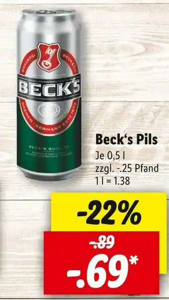 Lidl Beck‘s pils Angebot