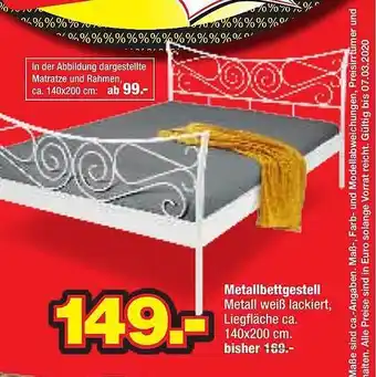 Spilgers Sparmaxx Metallbettgestell 140x200 Angebot