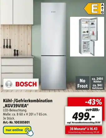 Lidl Bosch kühl-/gefrierkombination „kgv39viea“ Angebot