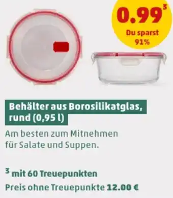 PENNY CURVER Behälter aus Borosilikatglas, rund (0,95 l) Angebot