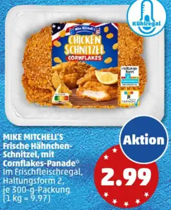 PENNY MIKE MITCHELL'S Frische Hähnchen-Schnitzel, mit Cornflakes-Panade 300 g Packung Angebot