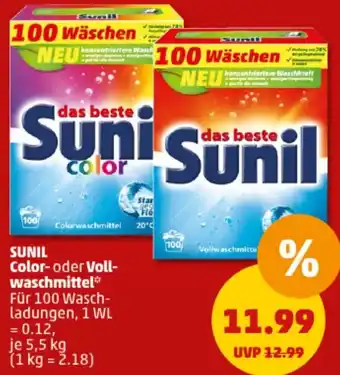 PENNY SUNIL Color oder Vollwaschmittel 5,5 kg Angebot