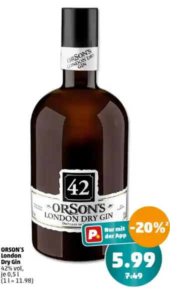 PENNY ORSON'S London Dry Gin 0,5 L Angebot