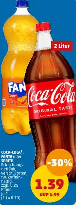 PENNY COCA-COLA, FANTA oder SPRITE 2 L Angebot