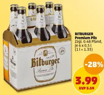 PENNY BITBURGER Premium Pils 6x0,5 L Angebot