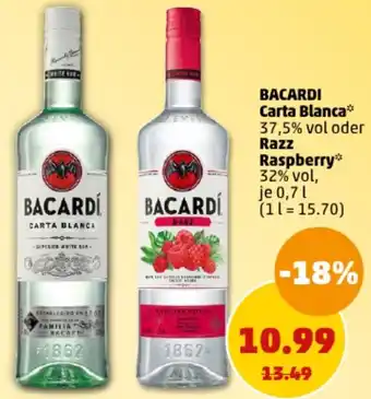 PENNY BACARDI Carta Blanca oder Razz Raspberry 0,7 L Angebot