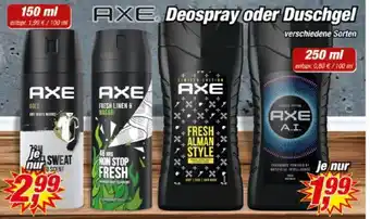 Posten Börse AXE Deospray oder Duschgel 250/150 ml Angebot