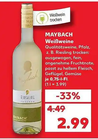 Kaufland Maybach Weißweine 0,75L Angebot