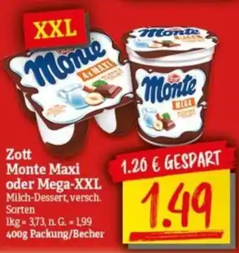 NP Discount Zott Monte Maxi oder Mega-XXL 400g Angebot