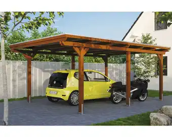 Hornbach Einzelcarport SKAN HOLZ Emsland inkl. EPDM Folie, Pfostenanker 404 x 604 cm nussbaum Angebot