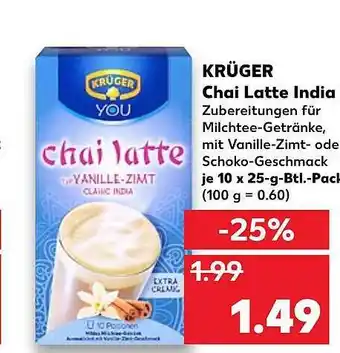 Kaufland Krüger Chai Latte India 10x25g Angebot