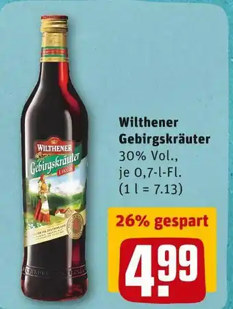 REWE Wilthener gebirgskräuter kräuterlikör Angebot