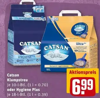 REWE Catsan klumpstreu oder hygiene plus Angebot