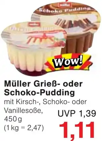 Wiglo Wunderland Müller Grieß oder Schoko-Pudding 450 g Angebot