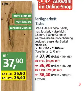 Bauhaus Fertigparkett 'Eiche' Angebot