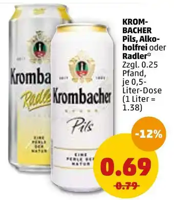 PENNY Krombacher pils, alkoholfrei oder radler Angebot