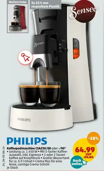 PENNY Philips kaffeepadmaschine Angebot