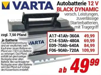CENTERSHOP VARTA Autobatterie 12 V BLACK DYNAMIC Angebot