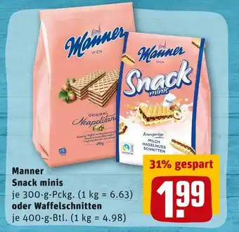 REWE Manner snack minis oder waffelschnitten Angebot