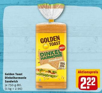 REWE Golden toast dinkelharmonie sandwich Angebot