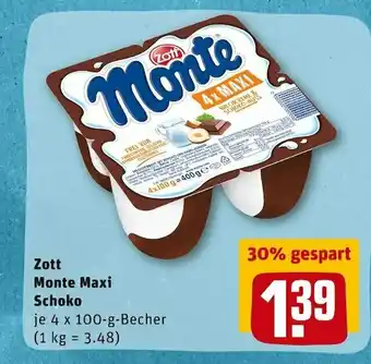 REWE Zott monte maxi schokopudding Angebot