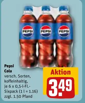 REWE Pepsi Cola versch. Sorten, 6*500ml Angebot