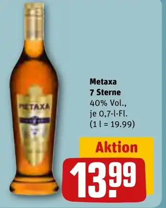 REWE Metaxa 7 Sterne 40% Vol., je 0,7-l-Fl. Angebot