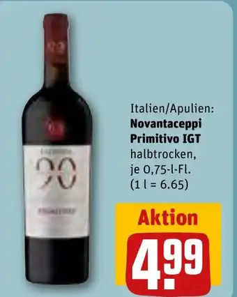 REWE Novantaceppi Primitivo IGT halbtrocken, 750ml Angebot