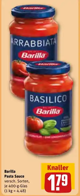 REWE Barilla Pasta Sauce versch. Sorten, je 400-g-Glas Angebot