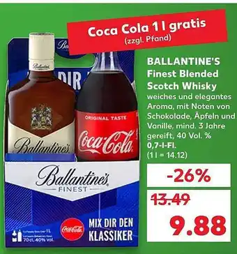 Kaufland Ballantine's Finest Blended Scotch Whisky 0,7L Angebot