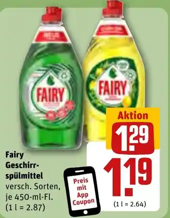 REWE Fairy Geschirrspülmittel versch. Sorten, je 450-ml-Fl. Angebot