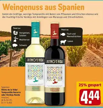 REWE Ritmo de la vida! rotwein oder weißwein Angebot