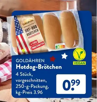 Aldi Süd Goldähren Hotdog-Brötchen 250g Angebot